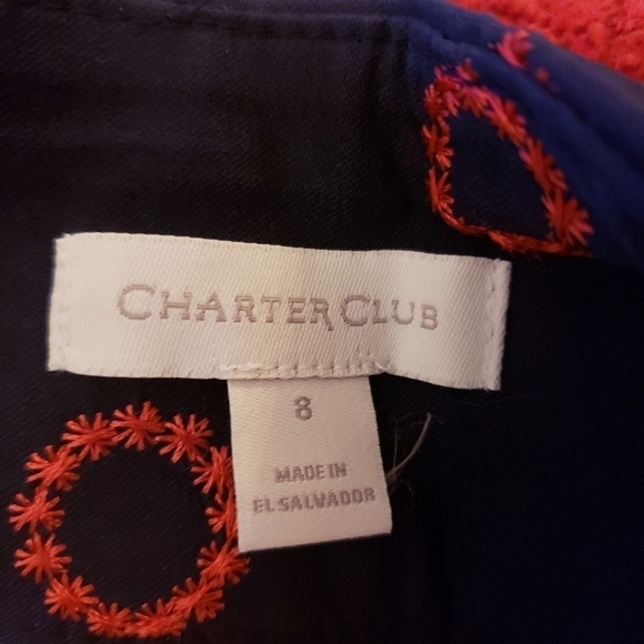 👗 Charter Club Skort Size 8 Navy Blue Red Wreath - Picture 3 of 5